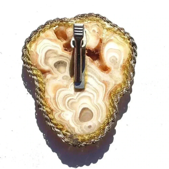 Vintage Gemstone (Agate Stone Geode Crystal) Cowboy Western Tie Clip Pin Decor - Picture 2 of 2
